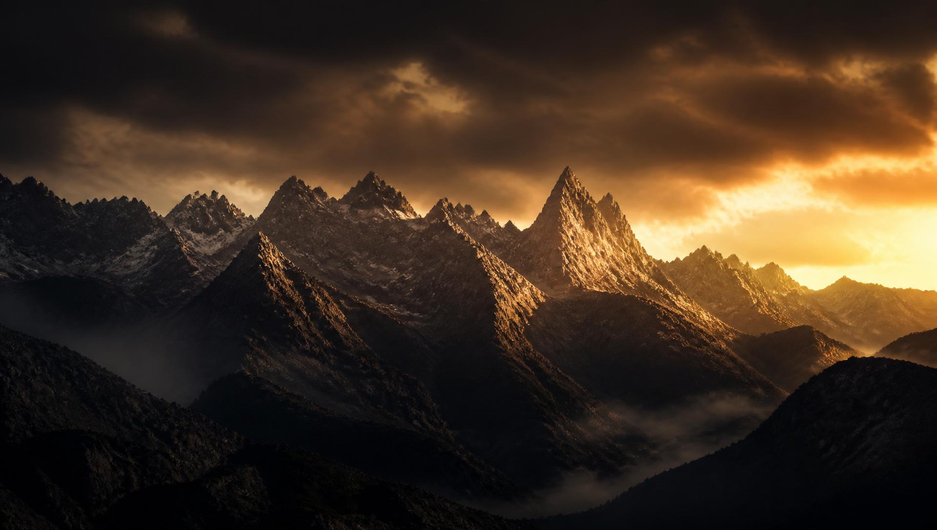 Pyrenees ridgeline at dusk